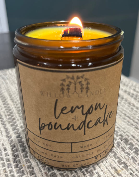 8 oz amber jar lemon poundcake soy wax wood wick
