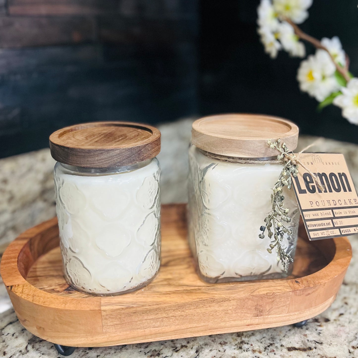 Two candle tray Lemon poundcake